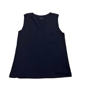 Garnet Hill Weekender V-Neck Tank Navy Large